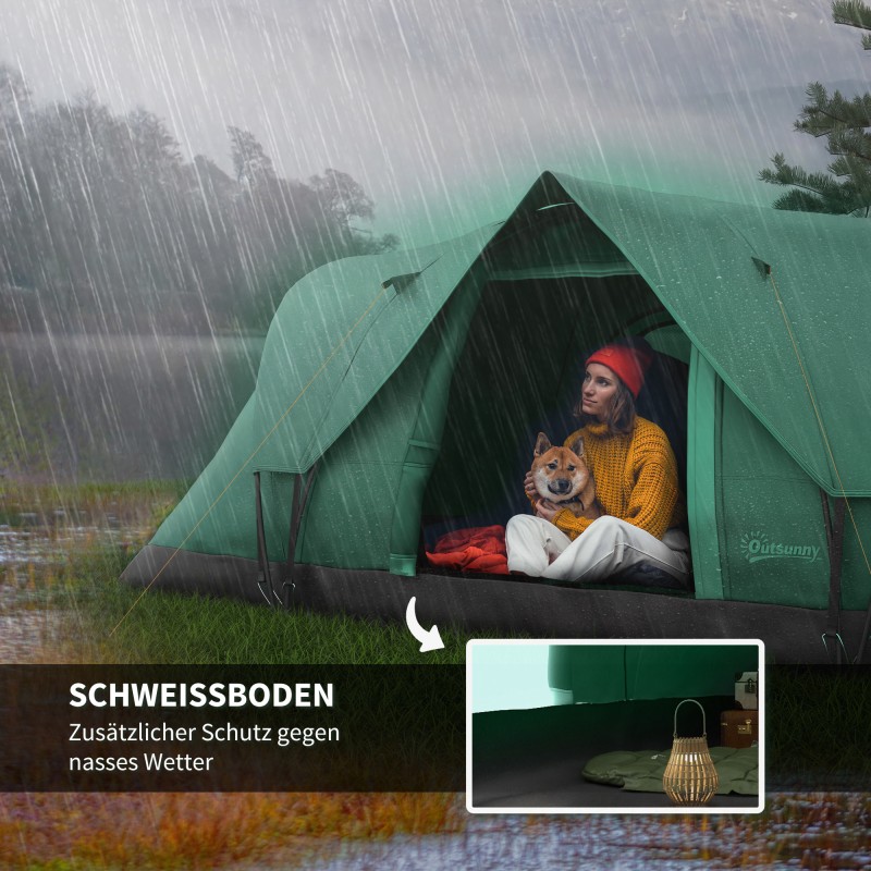 Tunneliteltta 5–6 hengelle, perheteltta, 4,55 x 2,3 x 1,8 m, vihreä/musta