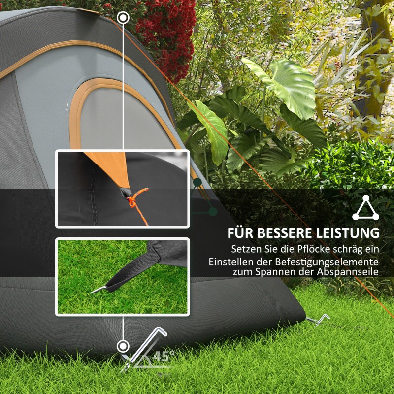 Tunneliteltta 5–6 hengelle, perheteltta, 4,55 x 2,2 x 1,8 m, vaaleanharmaa/musta