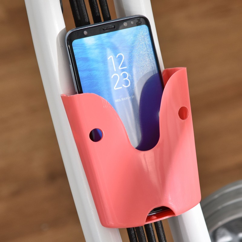 Taittuva 2-in-1 kuntopyörä magneettivastuksella, LCD-näytöllä ja vetokuminauhoilla, rosa-valkoinen