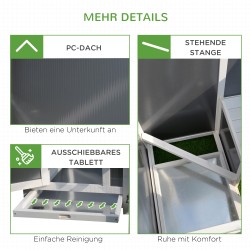 Kanala ja ulkotarha 1–2 kanalle, kuusi, 160 x 75 x 80 cm, harmaa/valkoinen