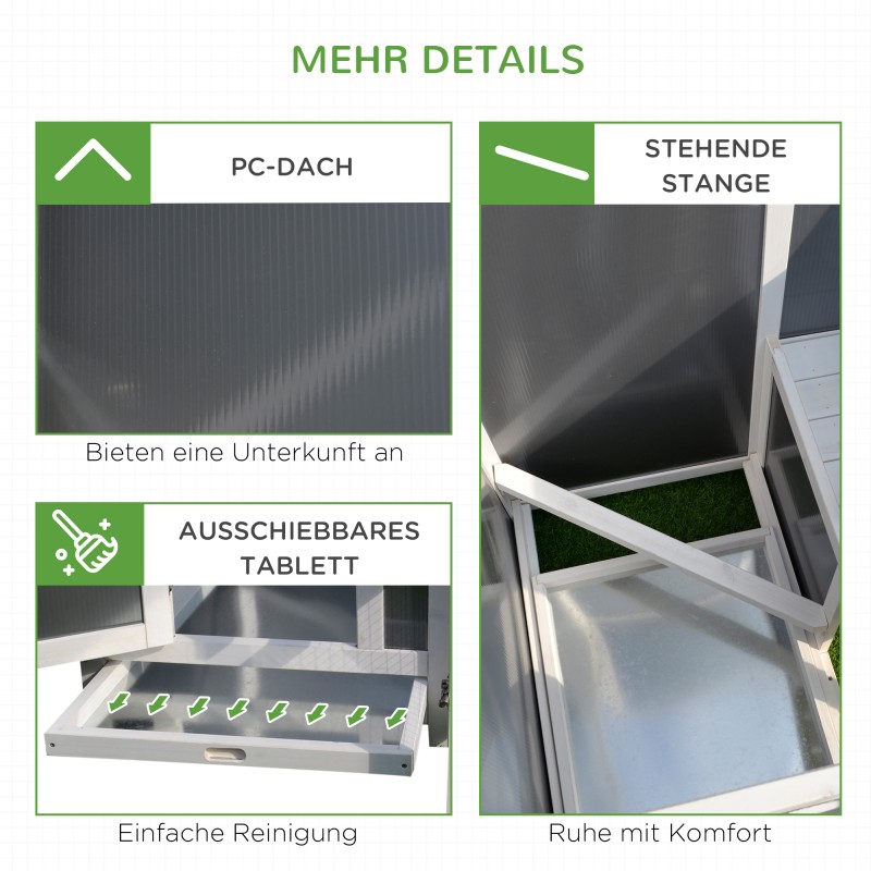 Kanala ja ulkotarha 1–2 kanalle, kuusi, 160 x 75 x 80 cm, harmaa/valkoinen