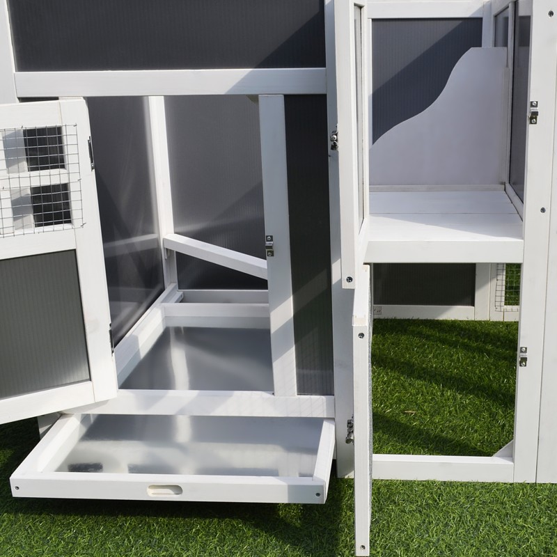 Kanala ja ulkotarha 1–2 kanalle, kuusi, 160 x 75 x 80 cm, harmaa/valkoinen