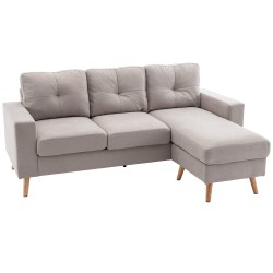Kolmen istuttava kulmasohva käännettävällä lepotuolilla leinenlook 193x136x85 cm vaaleanharmaa