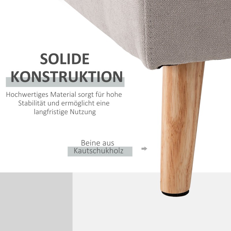 Kolmen istuttava kulmasohva käännettävällä lepotuolilla, leinenlook, 193x136x85 cm, vaaleanharmaa