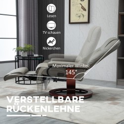 Lepotuoli tv-tuoli keinonahkaa 360° kääntyvä ja kallistuva 78 x 87 x 100 cm harmaa