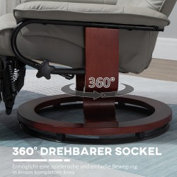 Lepotuoli tv-tuoli keinonahkaa 360° kääntyvä ja kallistuva 78 x 87 x 100 cm harmaa