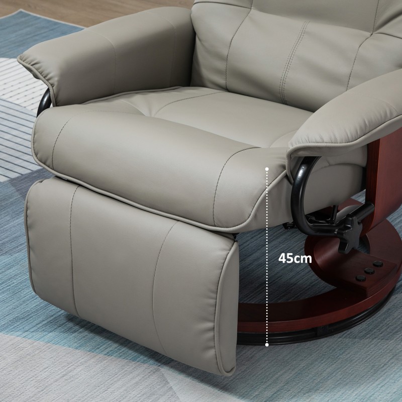 Lepotuoli tv-tuoli keinonahkaa 360° kääntyvä ja kallistuva 78 x 87 x 100 cm harmaa