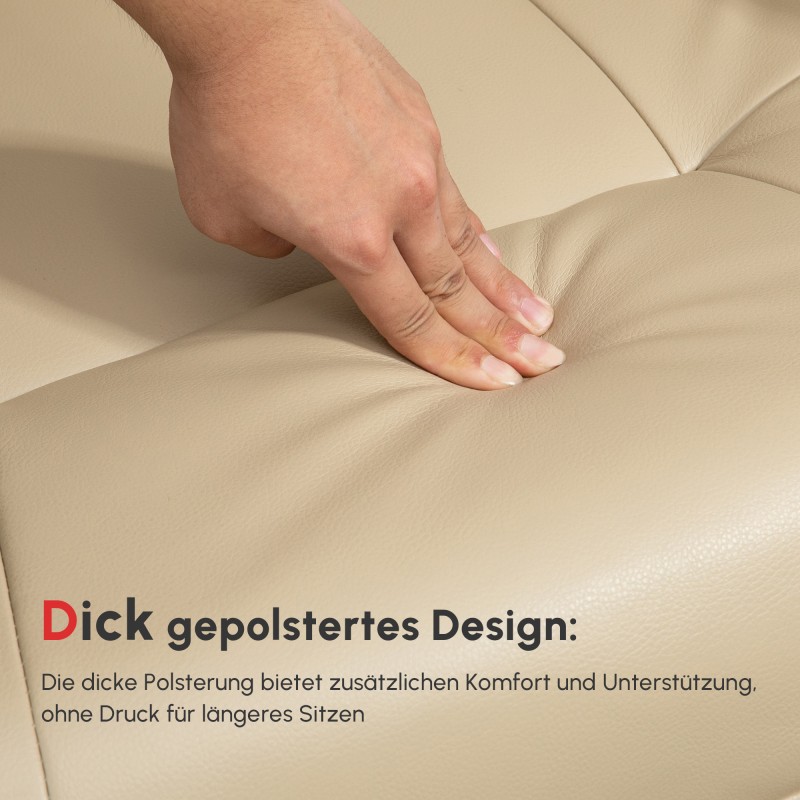 Lepotuoli keinonahkaa, kallistettava ja kääntyvä, puurunko, 78 x 87 x 100 cm, kermanvalkoinen, kantavuus 120 kg