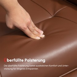 Lepotuoli keinonahkaa 145° kallistuva selkänoja, jalkatuki, 360° kääntyvä, ruskea