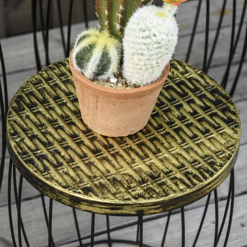 3 kpl sohvapöytä- ja pikkupöytäsarja ulko- ja sisäkäyttöön, metalli, musta, 3 kokoa