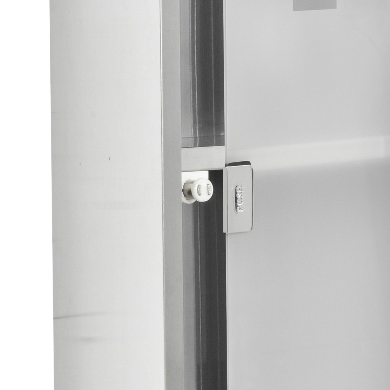 Lääkekaappi seinälle, ruostumaton teräs ja karkaistu lasi, lukittava, 3 hyllyä, 20 x 12 x 58 cm, hopea