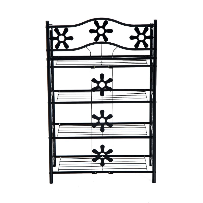 Metallinen kenkähylly ja kukkateline 4 tasoa 59,5 x 30 x 92 cm musta