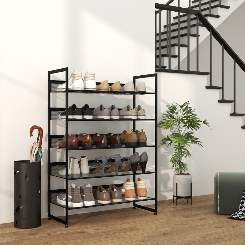 Kenkäteline 5 tasoa terästä 72 x 30 x 102 cm musta