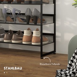 Kenkäteline 5 tasoa terästä 72 x 30 x 102 cm musta