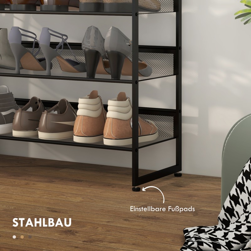 Kenkäteline 5 tasoa terästä 72 x 30 x 102 cm musta