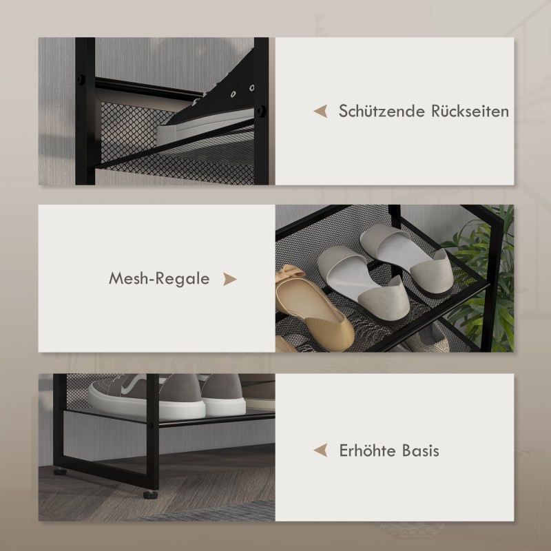 Kenkäteline 5 tasoa terästä 72 x 30 x 102 cm musta