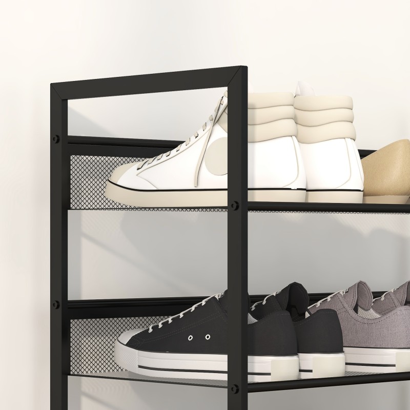 Kenkäteline 5 tasoa terästä 72 x 30 x 102 cm musta