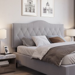 Sängynpääty makuuhuoneeseen, pehmustettu poppeli, 185 x 8 x 134 cm, harmaa