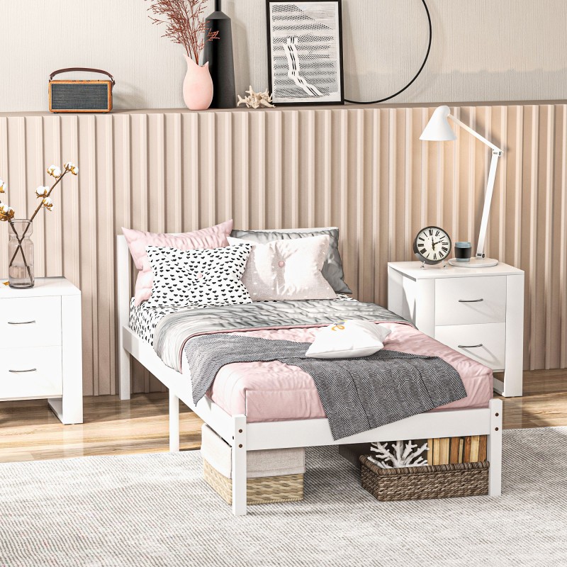 Yhden hengen sängynrunko männystä 200x90 cm, sälepohja, valkoinen