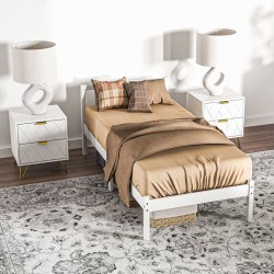 Yhden hengen sängynrunko männystä 200x90 cm, sälepohja, valkoinen