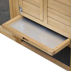 Kanala pienille kanoille puusta ulkokäyttöön 150,5 x 54 x 87 cm, 2 tasoa, pesälaatikko, ramppi, luonnonpuu