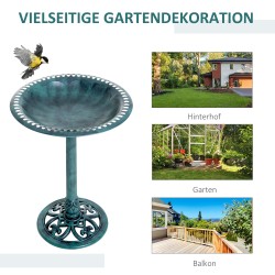 Lintuallas ja lintukylpy puutarhaan, muovi, Ø50 x 69,5 cm, 3 l, vihreä vintage-malli