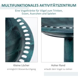 Lintuallas ja lintukylpy puutarhaan, muovi, Ø50 x 69,5 cm, 3 l, vihreä vintage-malli