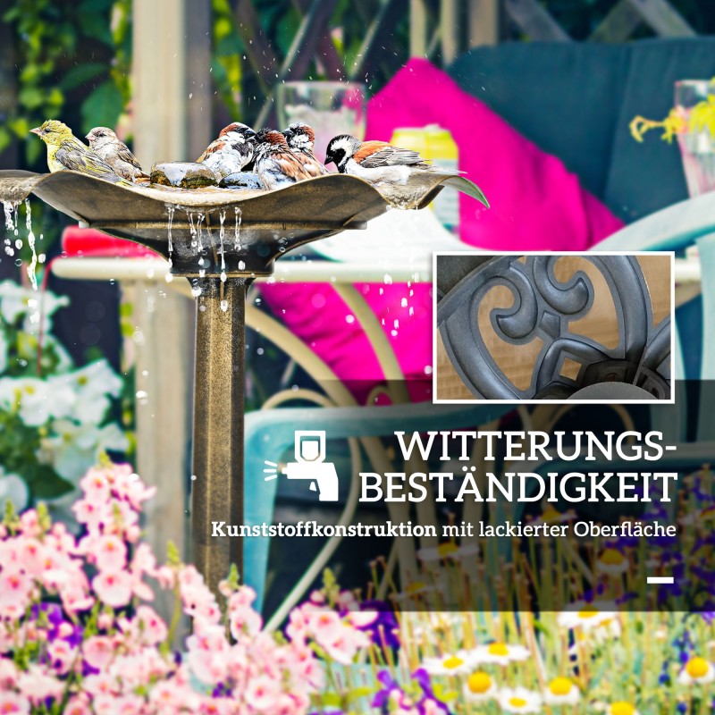 Lintuallas puutarhaan, muovia, vintage-tyyli, Ø50 x 71 cm, pronssi