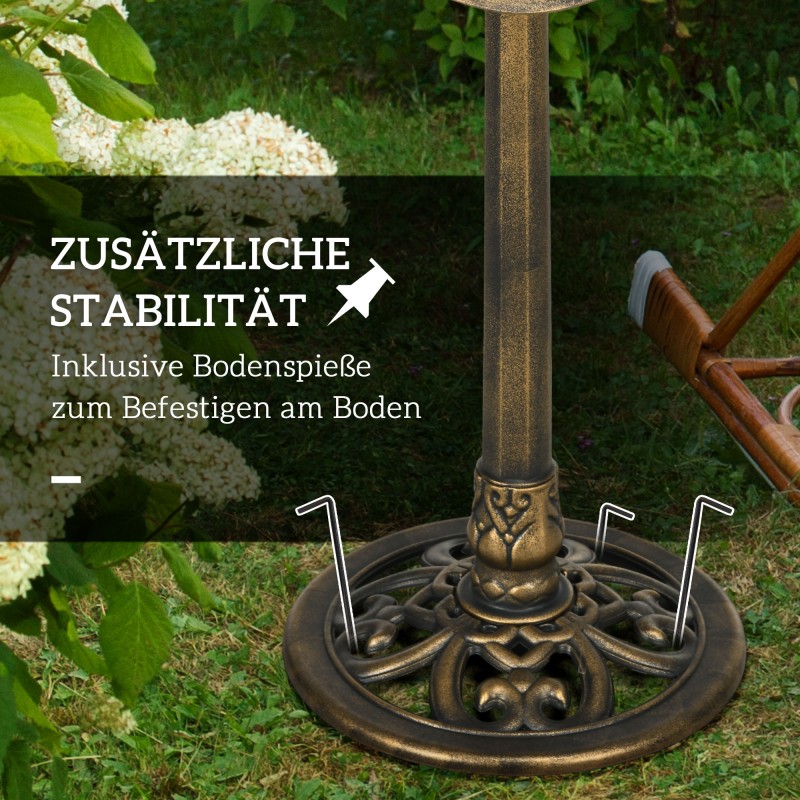 Lintuallas puutarhaan, muovia, vintage-tyyli, Ø50 x 71 cm, pronssi