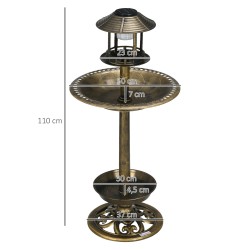 Lintuallas ja ruokintateline aurinkovalolla, muovi, Ø50 x 110 cm, pronssinvärinen