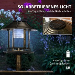 Lintuallas ja ruokintateline aurinkovalolla, muovi, Ø50 x 110 cm, pronssinvärinen