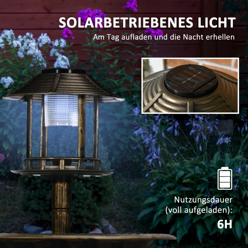 Lintuallas ja ruokintateline aurinkovalolla, muovi, Ø50 x 110 cm, pronssinvärinen