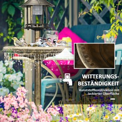 Lintuallas ja ruokintateline aurinkovalolla, muovi, Ø50 x 110 cm, pronssinvärinen