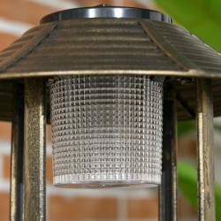 Lintuallas ja ruokintateline aurinkovalolla, muovi, Ø50 x 110 cm, pronssinvärinen