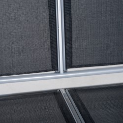 Puutarhakeinu 3 hengen teräsrunkoinen säädettävällä aurinkokatoksella 171x108x150 cm musta