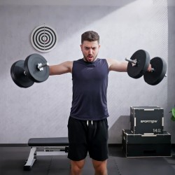 Käsipainosetti 50 kg, säädettävä, teräs ja muovi, 2 tankoa, levypainot, musta