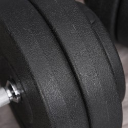 Käsipainosetti 50 kg, säädettävä, teräs ja muovi, 2 tankoa, levypainot, musta