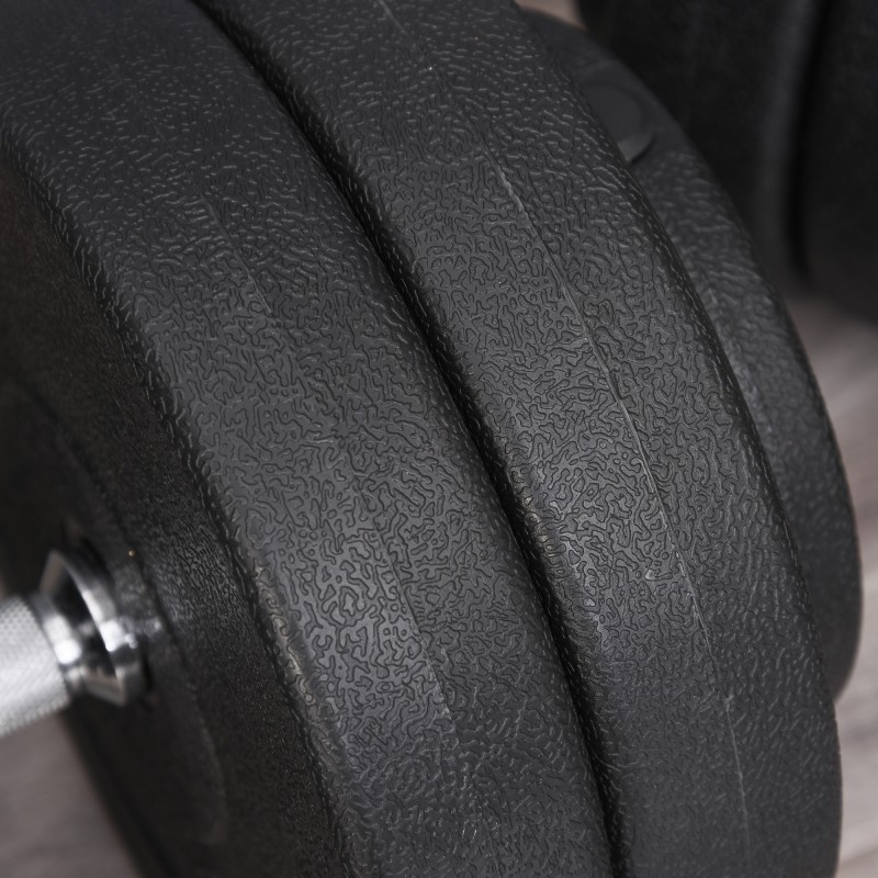 Käsipainosetti 50 kg, säädettävä, teräs ja muovi, 2 tankoa, levypainot, musta