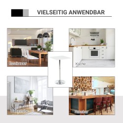 Korkeussäädettävä baaripöytä / bistropöytä teräsjalalla 60 x 60 x 69–92 cm valkoinen