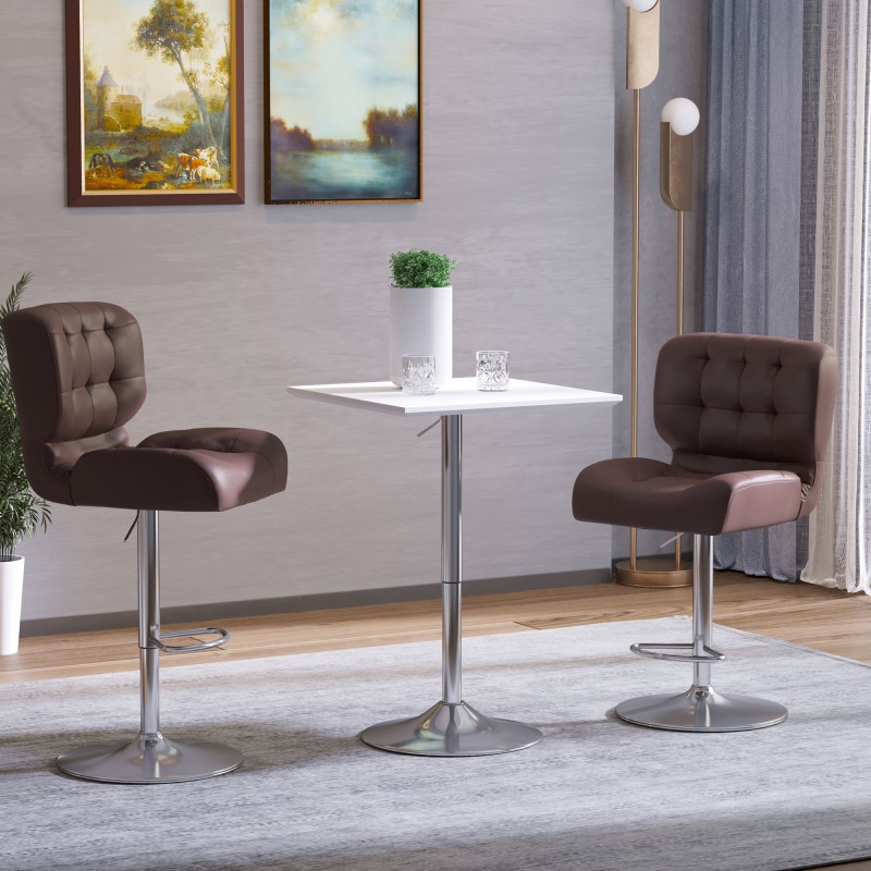 Korkeussäädettävä baaripöytä / bistropöytä teräsjalalla 60 x 60 x 69–92 cm valkoinen