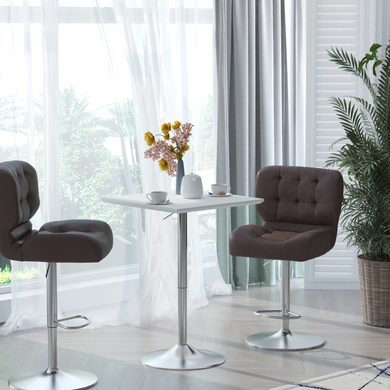 Korkeussäädettävä baaripöytä / bistropöytä teräsjalalla 60 x 60 x 69–92 cm valkoinen