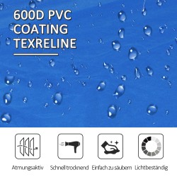 Kahden hengen retkisänky teräsrunko Oxford-kangas 193 x 125 x 40 cm sininen/musta, kantavuus 136 kg