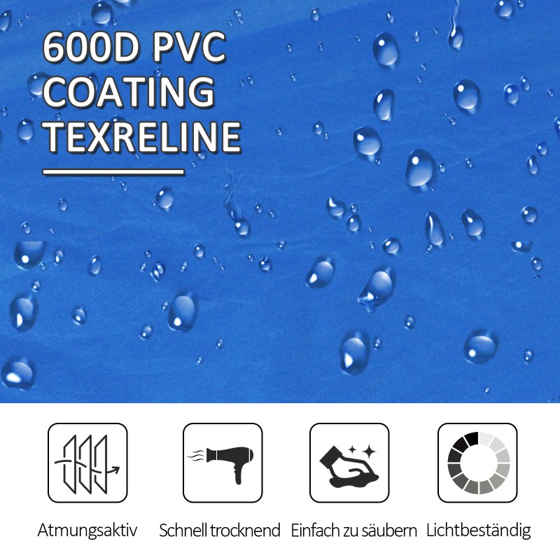 Kahden hengen retkisänky teräsrunko Oxford-kangas 193 x 125 x 40 cm sininen/musta, kantavuus 136 kg