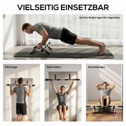 Leuanvetotanko oviaukkoon, monitoiminen teräs, 92 x 40 x 17 cm, musta/harmaa