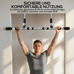 Leuanvetotanko oviaukkoon, monitoiminen teräs, 92 x 40 x 17 cm, musta/harmaa