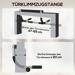 Leuanvetotanko oviaukkoon, monitoiminen teräs, 92 x 40 x 17 cm, musta/harmaa