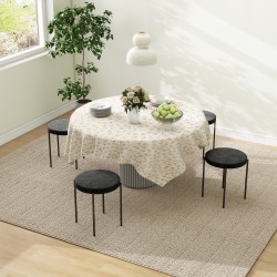 Ruokapöydän tuolit 4 kpl, samettimainen kangas ja metallijalat, Ø40 cm, musta