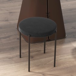 Ruokapöydän tuolit 4 kpl, samettimainen kangas ja metallijalat, Ø40 cm, musta