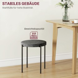 Keittiöjakkara 4 kpl setti, pinottava, samettimainen kangas, teräsrunko, 41,5 x 41,5 x 46 cm, tummanharmaa