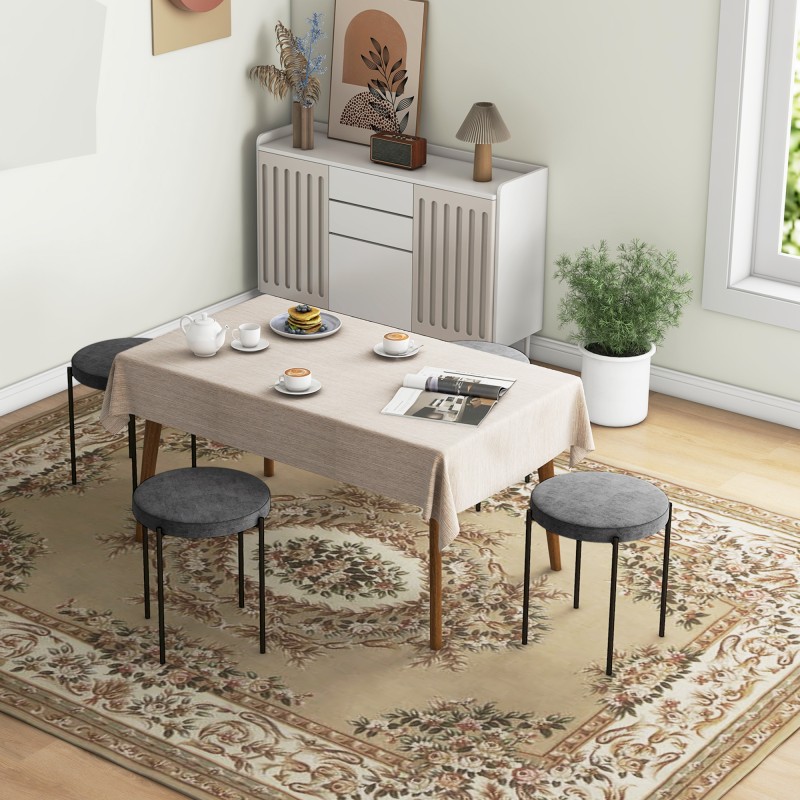 Keittiöjakkara 4 kpl setti, pinottava, samettimainen kangas, teräsrunko, 41,5 x 41,5 x 46 cm, tummanharmaa